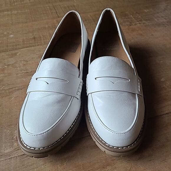 Dolce Vita Penny Loafers Carley‎ Ivory Leather round Toe Preppy Funky 6 - Picture 1 of 7